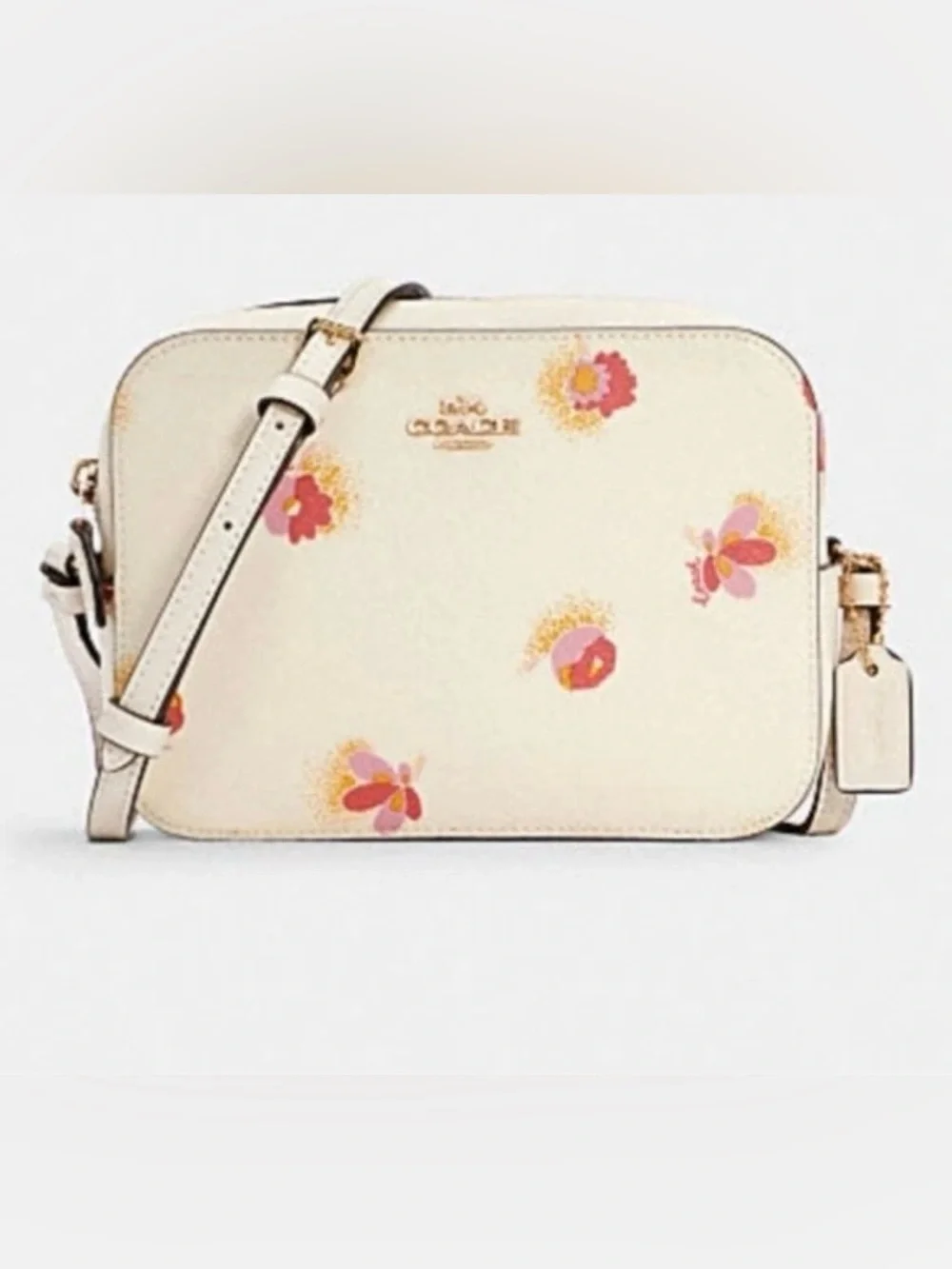 Coach C6044 Pop Floral Mini Camera Bag Leather Chalk Multi
